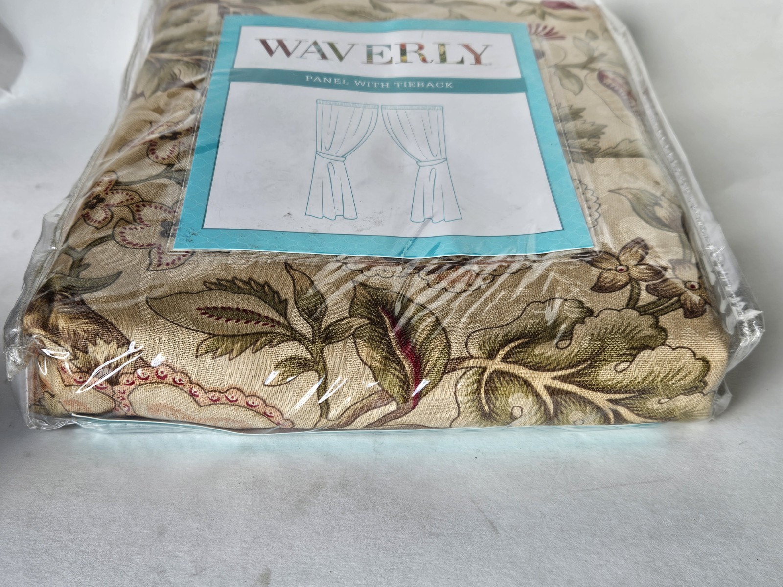 Waverly IMPERIAL DRESS Curtain Panel SATEEN Farmhouse Floral NEW Red Beige 52X84