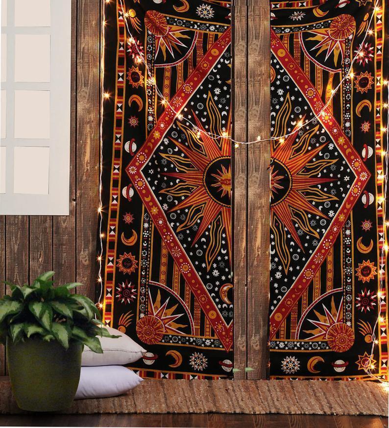 Indian Mandala Tapestry Curtains drapes Wall Hanging Valances Home Décor Curtain