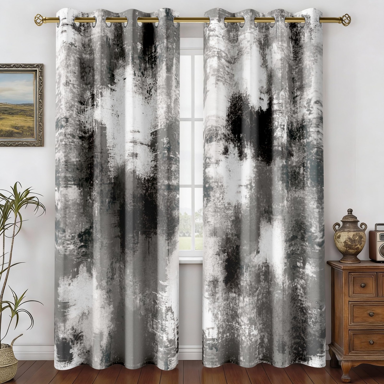 Asuexpect Abstract Curtains 2 Panels Abstract Rust Curtain Room Darkening