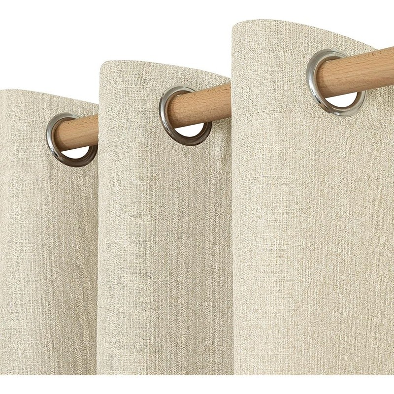 Linen Curtains Set of 2 Thick Light Filtering Privacy Grommet Top Home Decor New