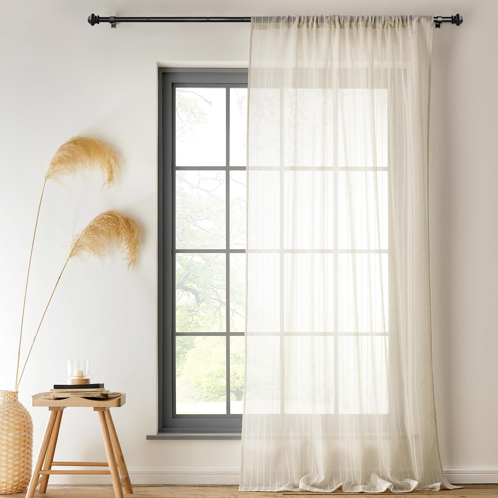 Curtain Rods for Windows 35-47 inch 5/8 inch Matte Black 36-47