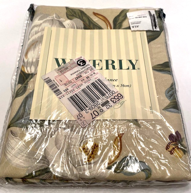 New! Vtg. Waverly Parchment Garden Fairfield Williamsburg Floral 78″x14″ Valance