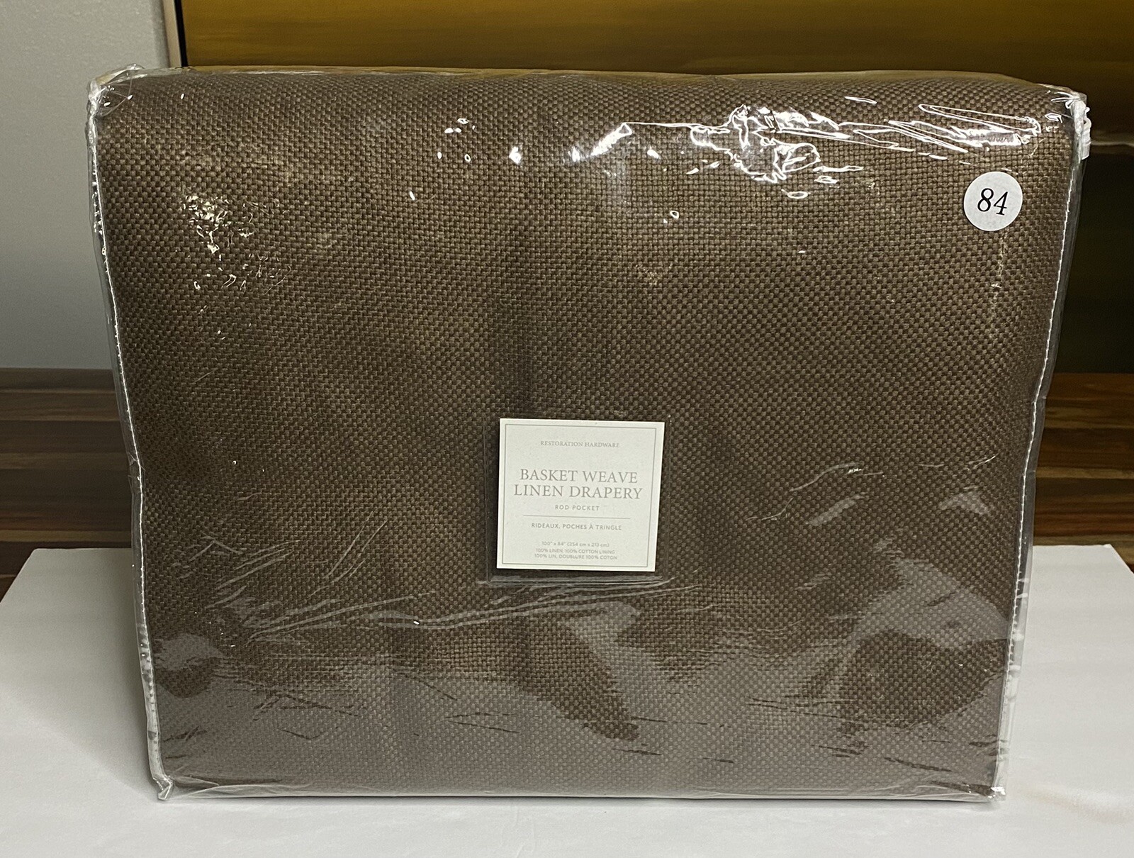 Restoration Hardware Basket Weave Linen Drapery RP 100″W x 84″L Mocha NEW $449