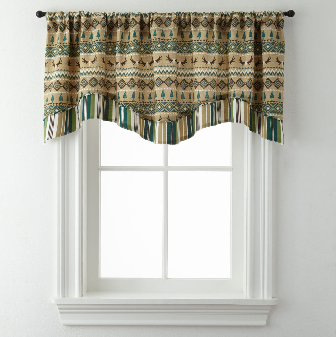 Lodge Elements Rod-Pocket Kitchen Valance 58″ W X 18″ L New Msrp $50.00