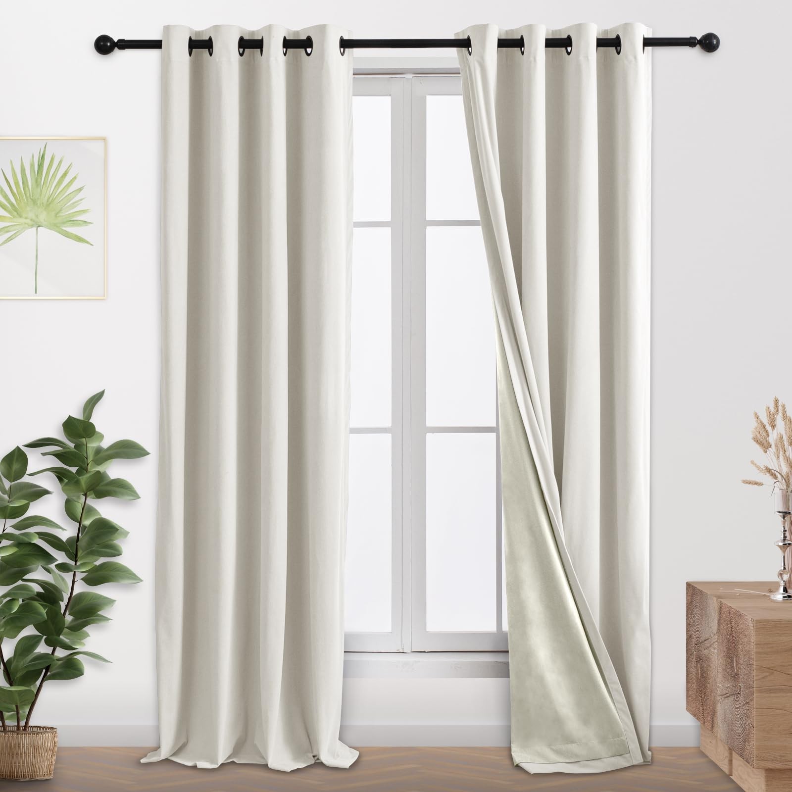 Jsfly 100 Full Blackout Velvet Curtains Liner 108 Inch Long 2 Panels For Living