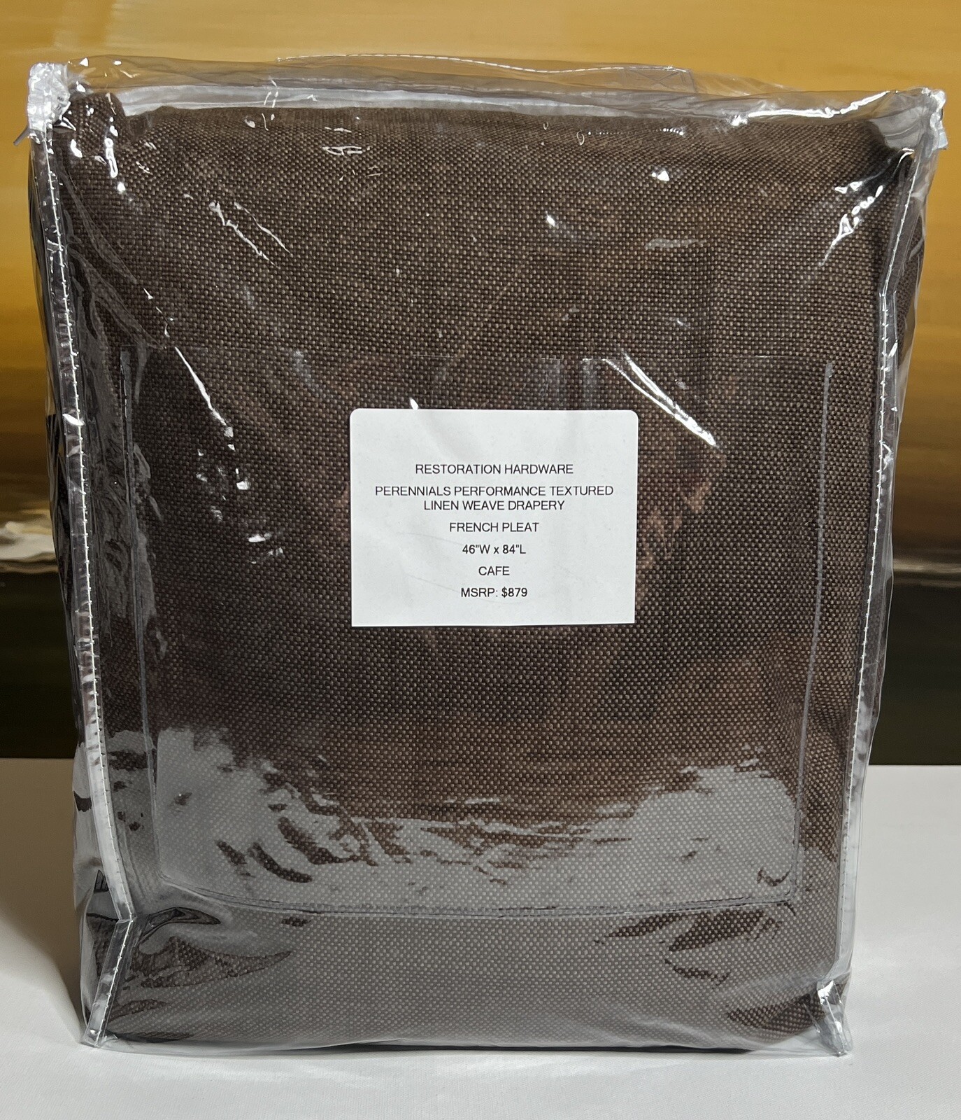 Restoration Hardware Perennials Perf Text Linen Wve Drapery FP 46 x 84 Cafe $879