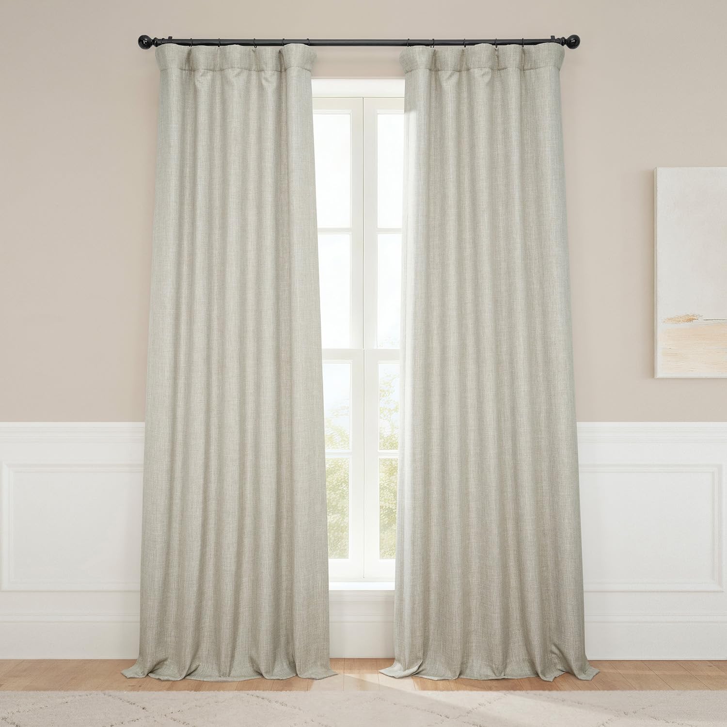 – Faux Linen Curtains for Living Room (1 Panel) – 50W X 96L – Textured Room D…