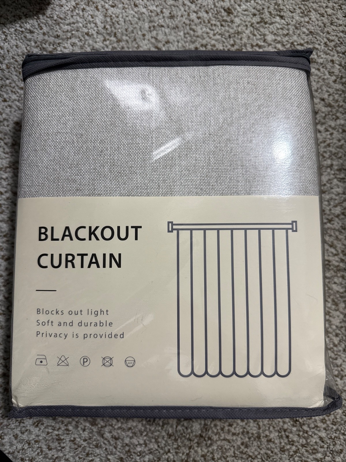 100% Blackout Shield Linen Blackout Curtains for Bedroom, Beige Grommet Curtains
