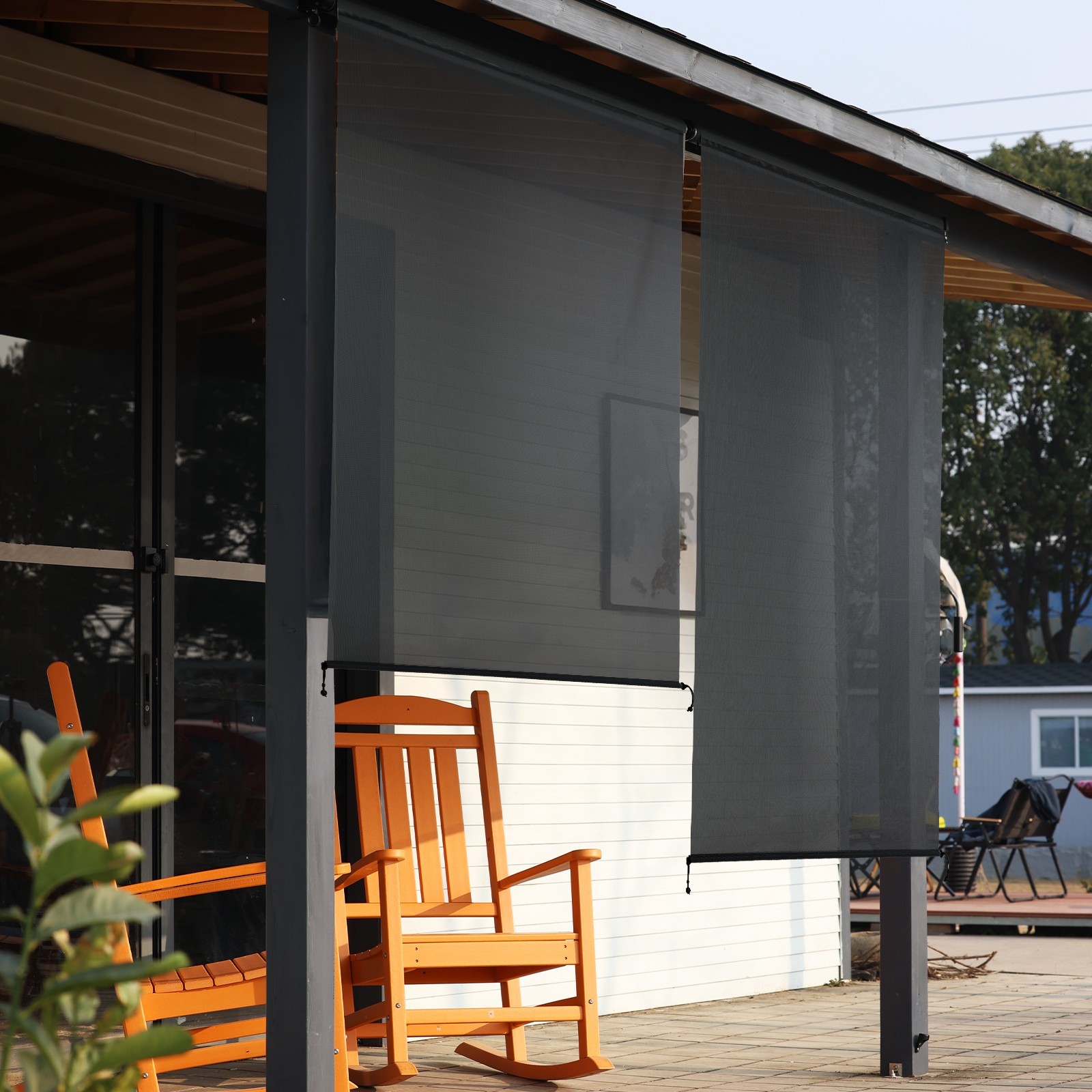 6ft (W) x 8ft (H) Outdoor Roller Shades 5% Openness Cordless Sun Roll up Shade