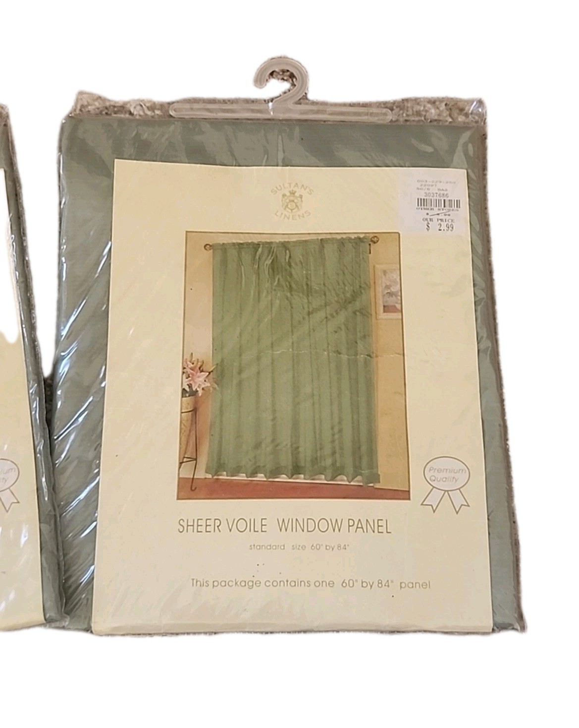 Sultans Linens Sage Green Sheer Voile Window Panels 60×80 Rod Pocket Set 2 NEW