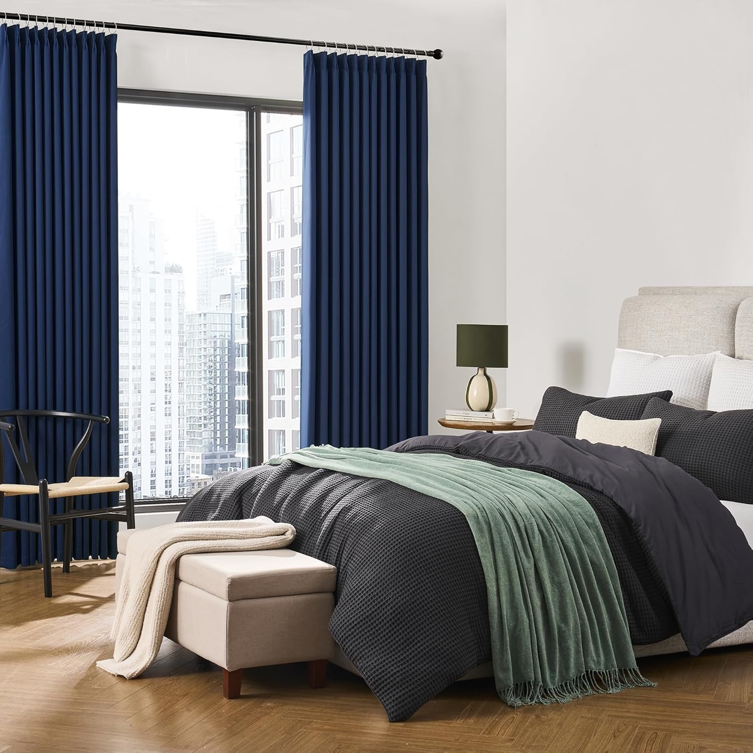 Pinch Pleated Curtains 63 Inches Long 2 Panels Set, Thermal Insulated Blackout R