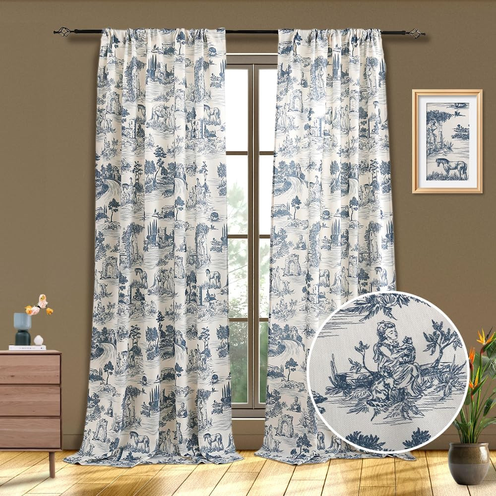 Blue Chenille Light Blocking Curtains 2 Panels 52″x84