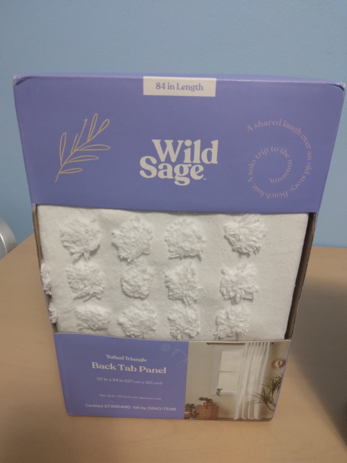 Wild Sage Lyra Jacquard- Rod Pocket Back Tab Panel-Blue Fog- 50×84