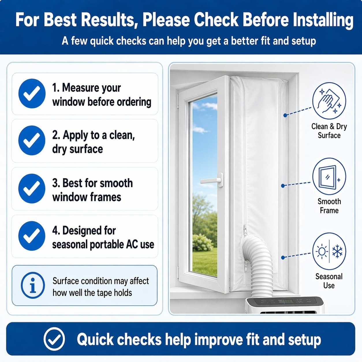 No-Drill Portable AC Window Seal for 400CM Windows – Adjustable Design