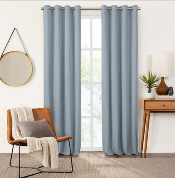 Fieldcrest Heritage Davina 100% Blackout Grommet Curtain 50 x 84in Faded Denin