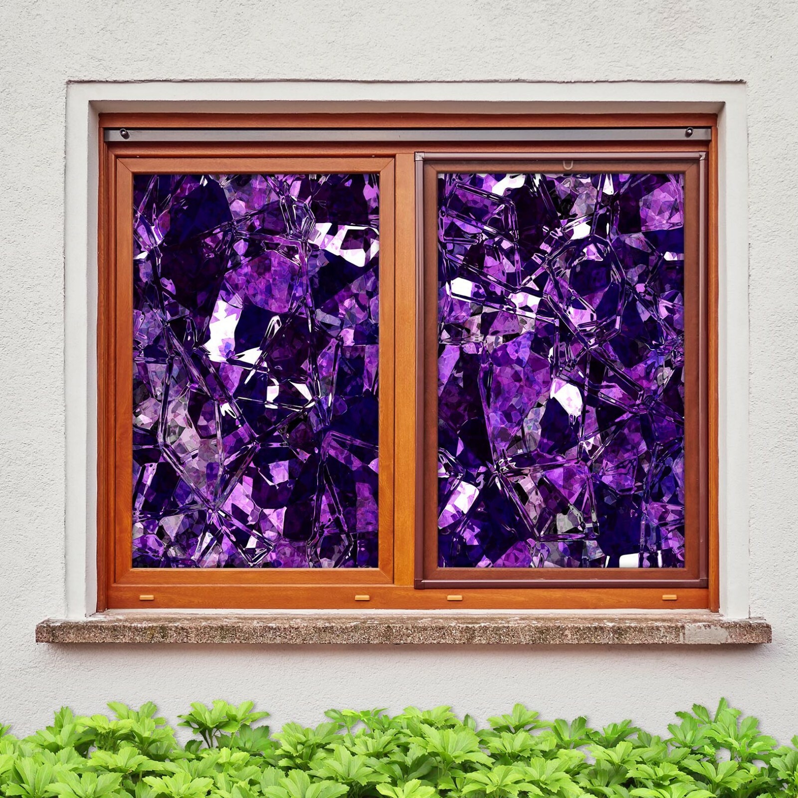 3D Purple Glass O280 Window Film Print Sticker Cling Stained Glass UV Block Am