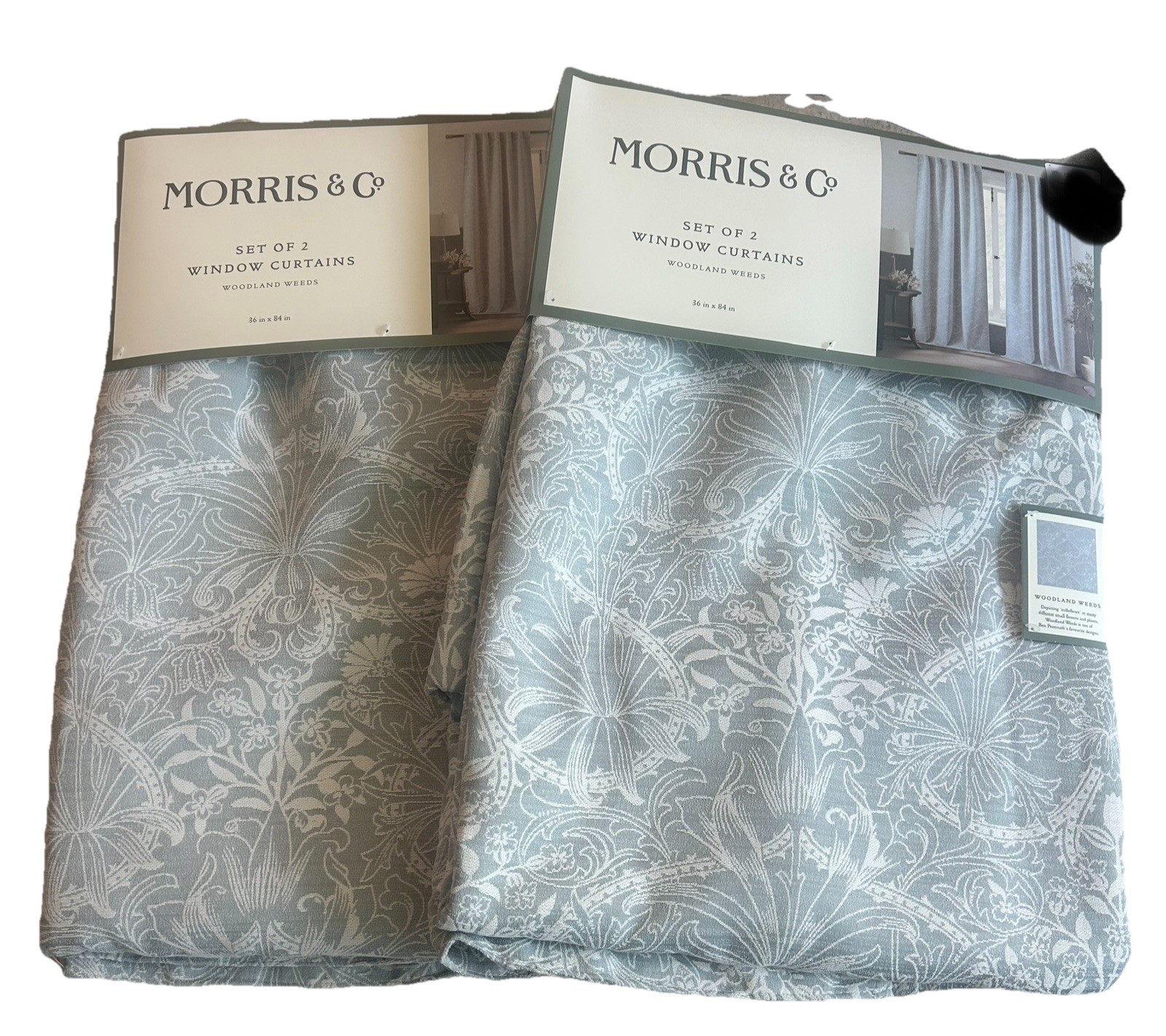 Morris & Co Woodland Weeds Window Curtains Set of 4 Panels 36” x 84” Lined