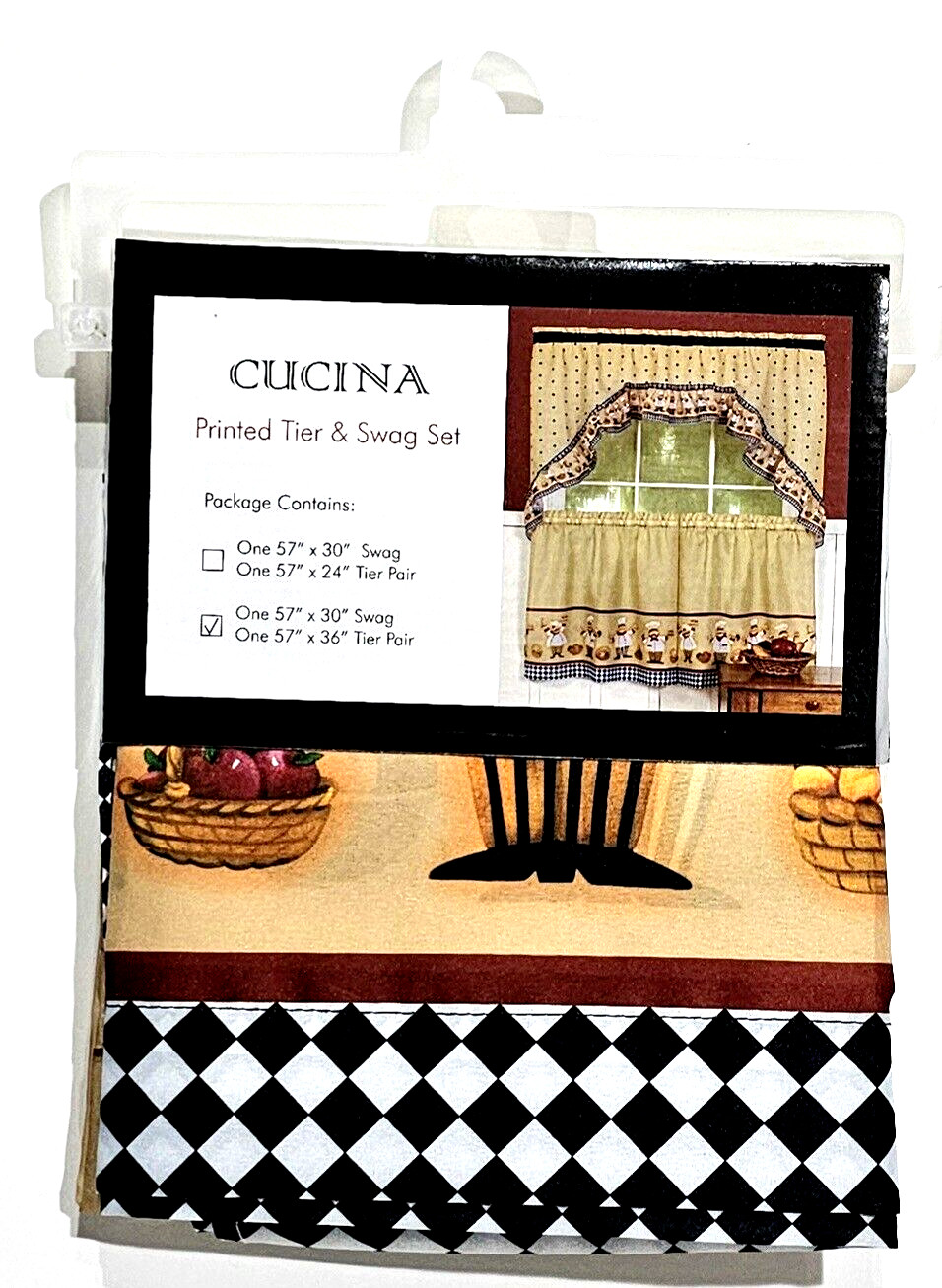 Cucina Printed Tier & Swag Set 57×30 Swag 57×36 Tier Pair