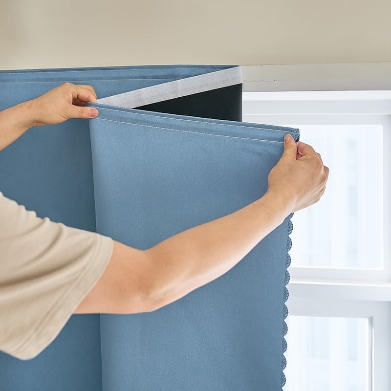 100% Blackout Self Adhesive Curtains Easy Install Thermal Insulated Portable