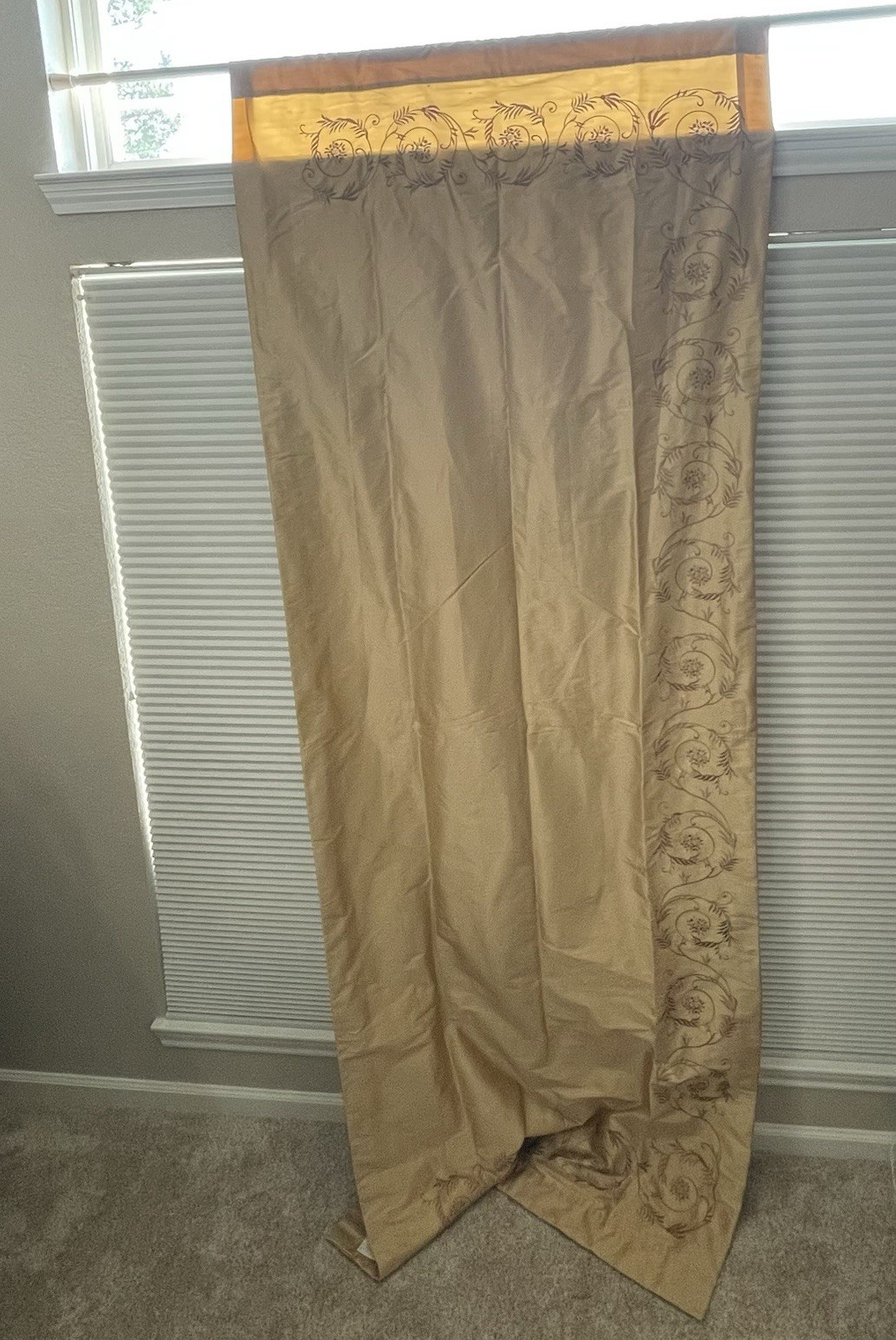 La Scala Silk Gold Embroidered Drapes 40×108 2 panels