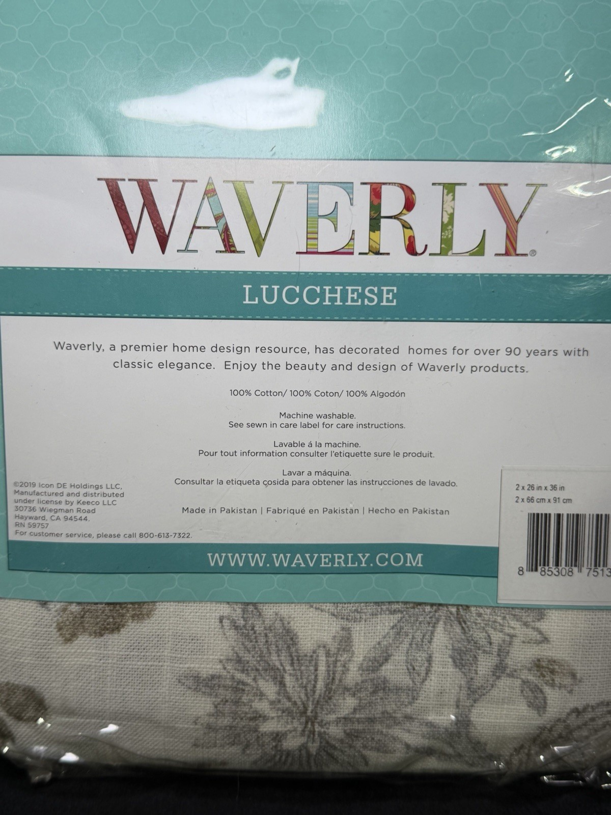 Waverly Lucchese Fumo Gray Floral Rod Pocket Tier Pair 26×36 New Cotton