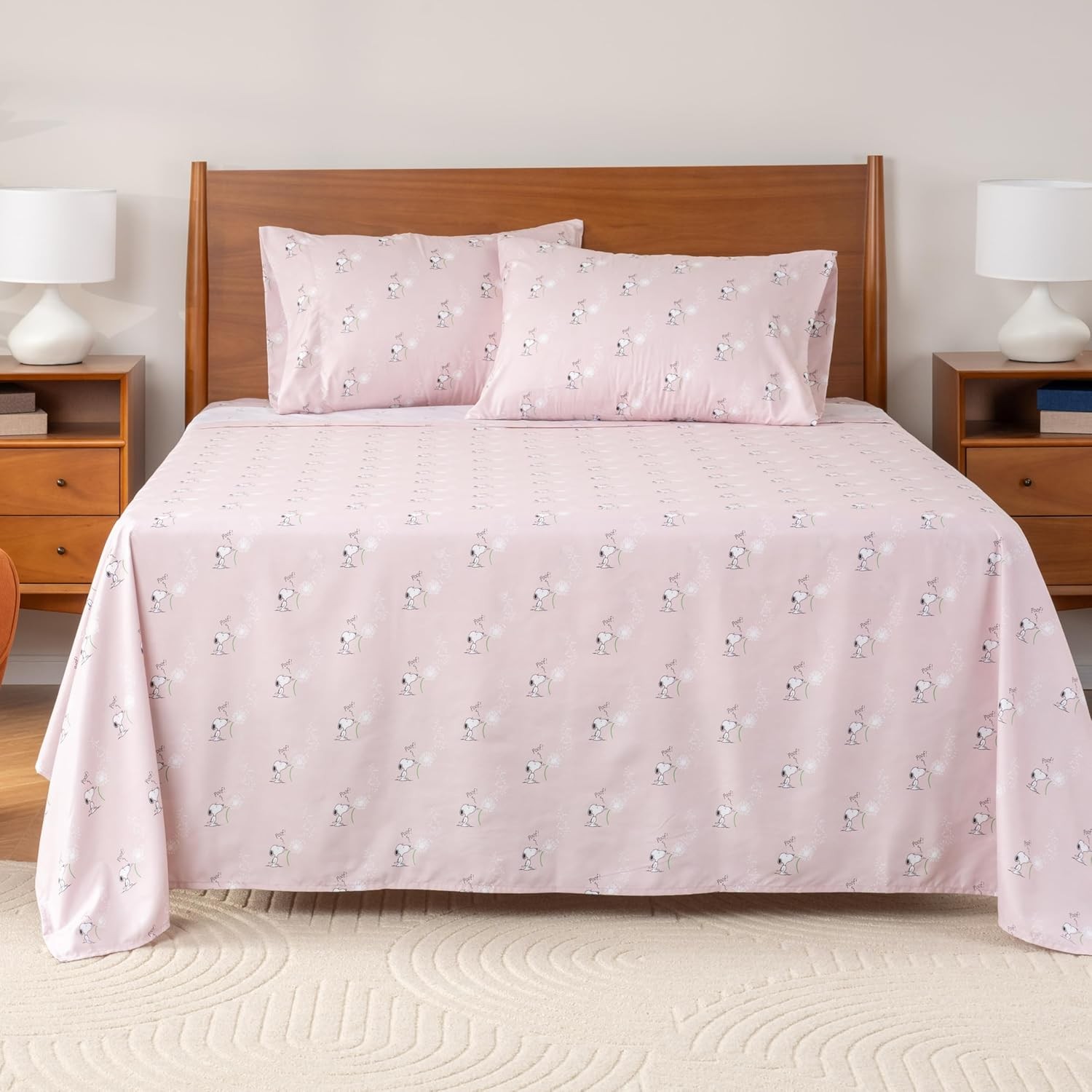 Berkshire Blanket Peanuts® Kids Sheet Queen, Peanuts Make a Wish Spring Pink