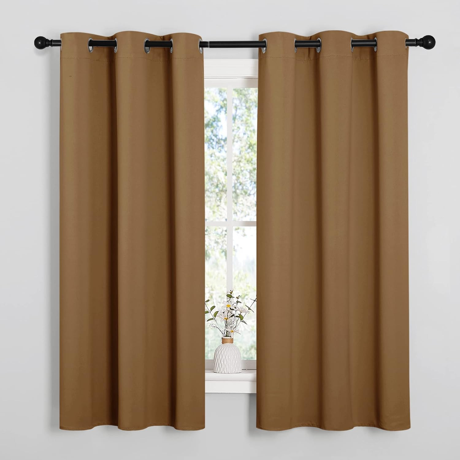 Sleek Blackout Curtains 63 inches Length for Small Windows, Noise Reducing and B