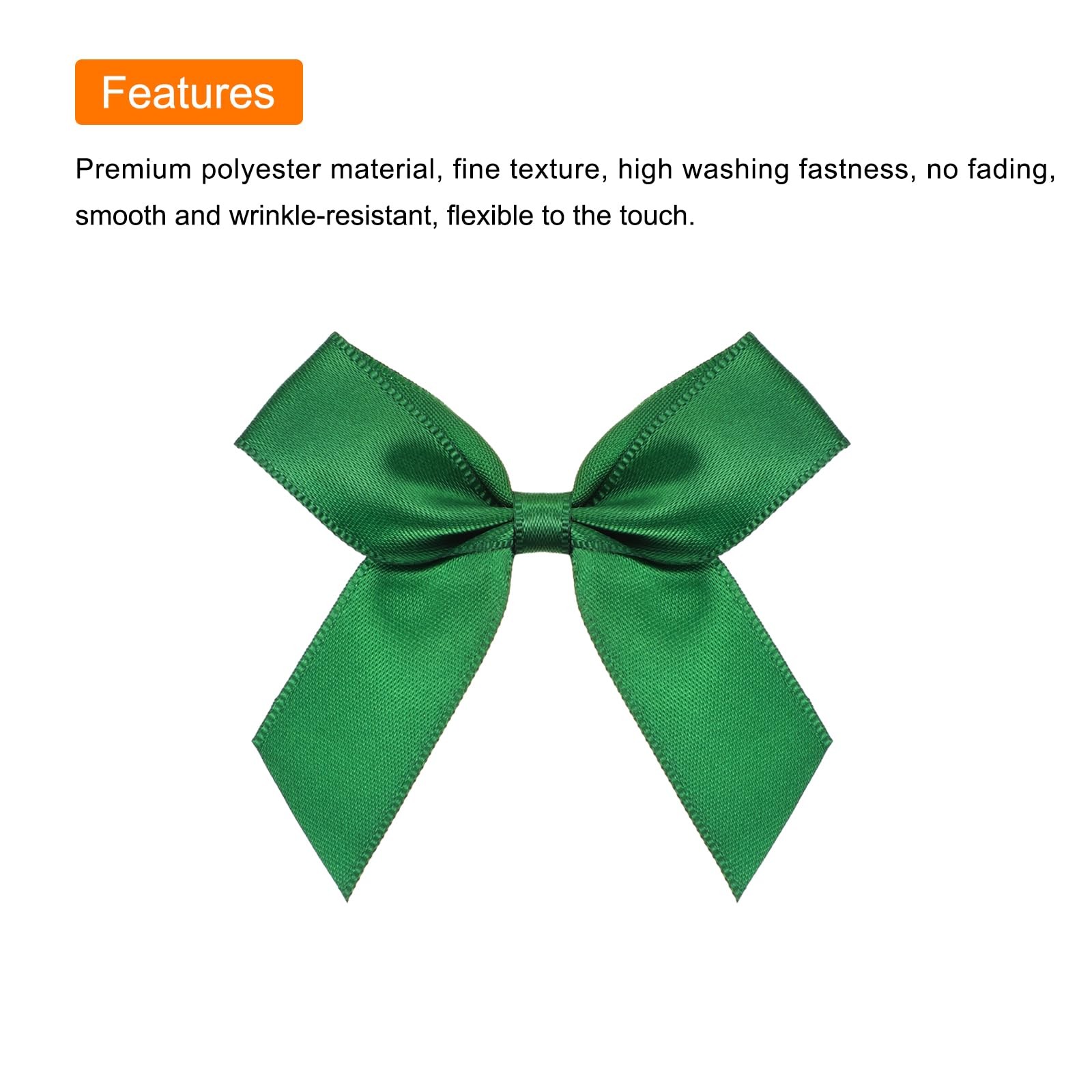 50 PCS Emerald Green Mini Fabric Satin Ribbon Flower Bows Craft DIY 2.5 Inch