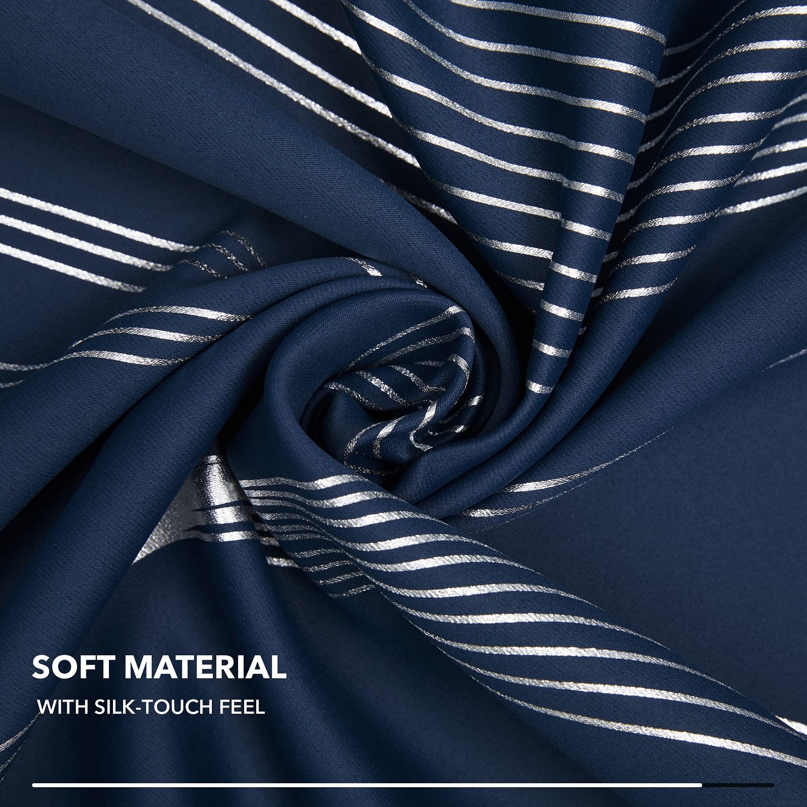Silver Wave Print Blackout Curtains – Thermal Insulated & Noise‑Reducing Grom…