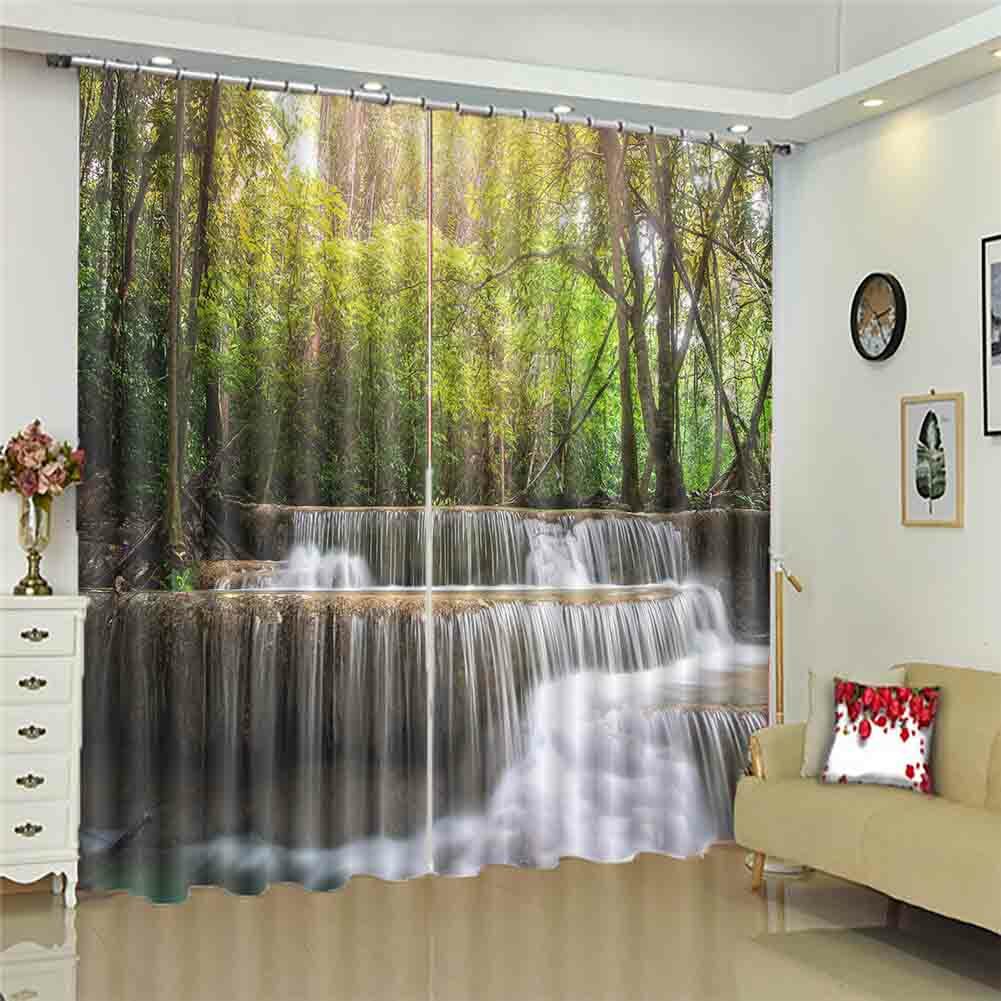 Fall Flows Smooth water 3D Curtain Blockout Photo Printing Curtains Drape Fabric