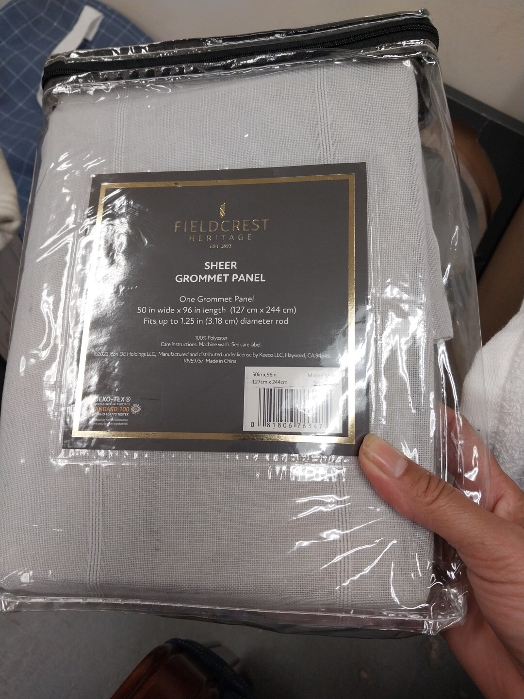 Fieldcrest Heritage Mirror Sheer Grommet Panel Curtain 50in x 96in Silver Gray