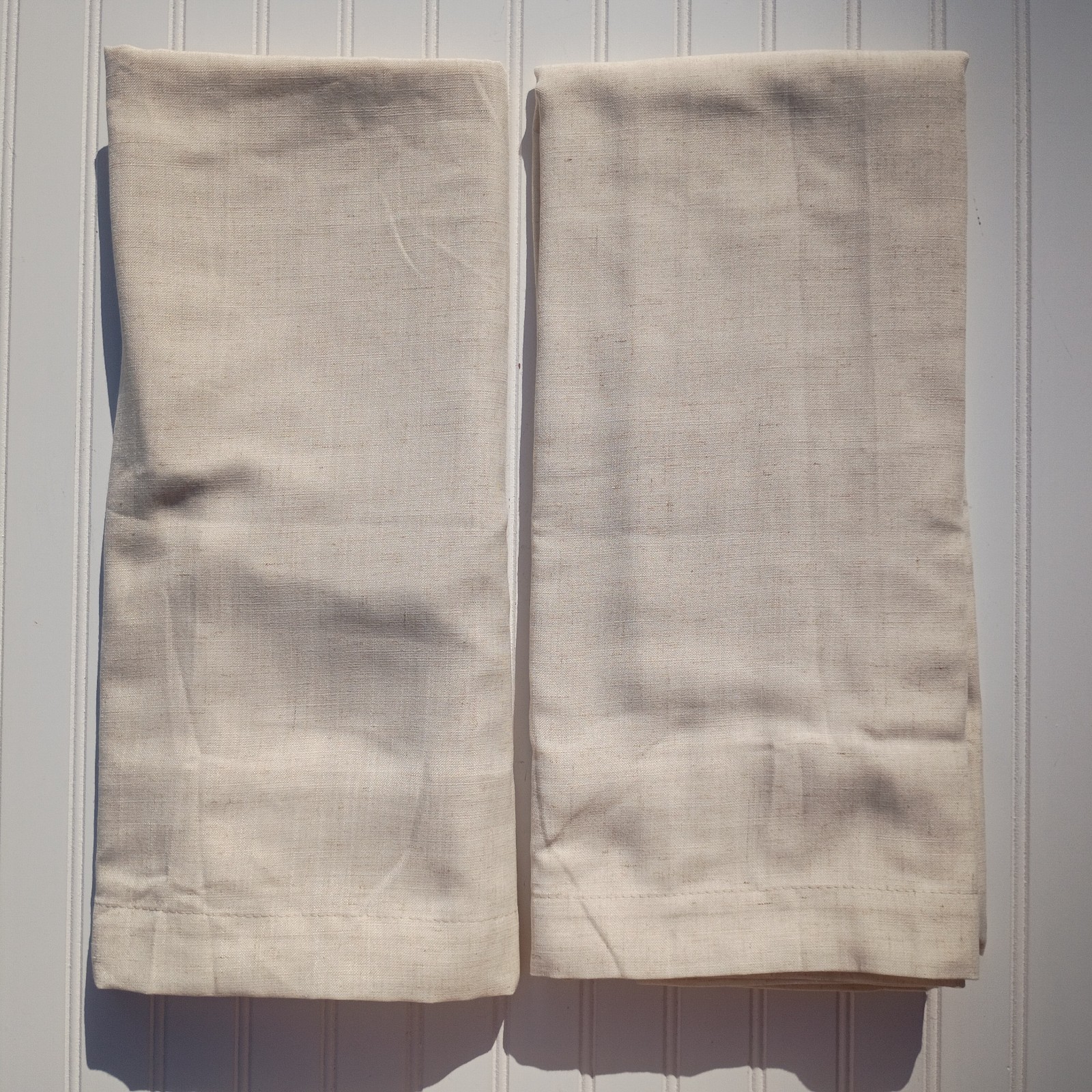Pair of Linen Curtain Panels 53 x 84 Off White Beige Textured Curtains Set of 2