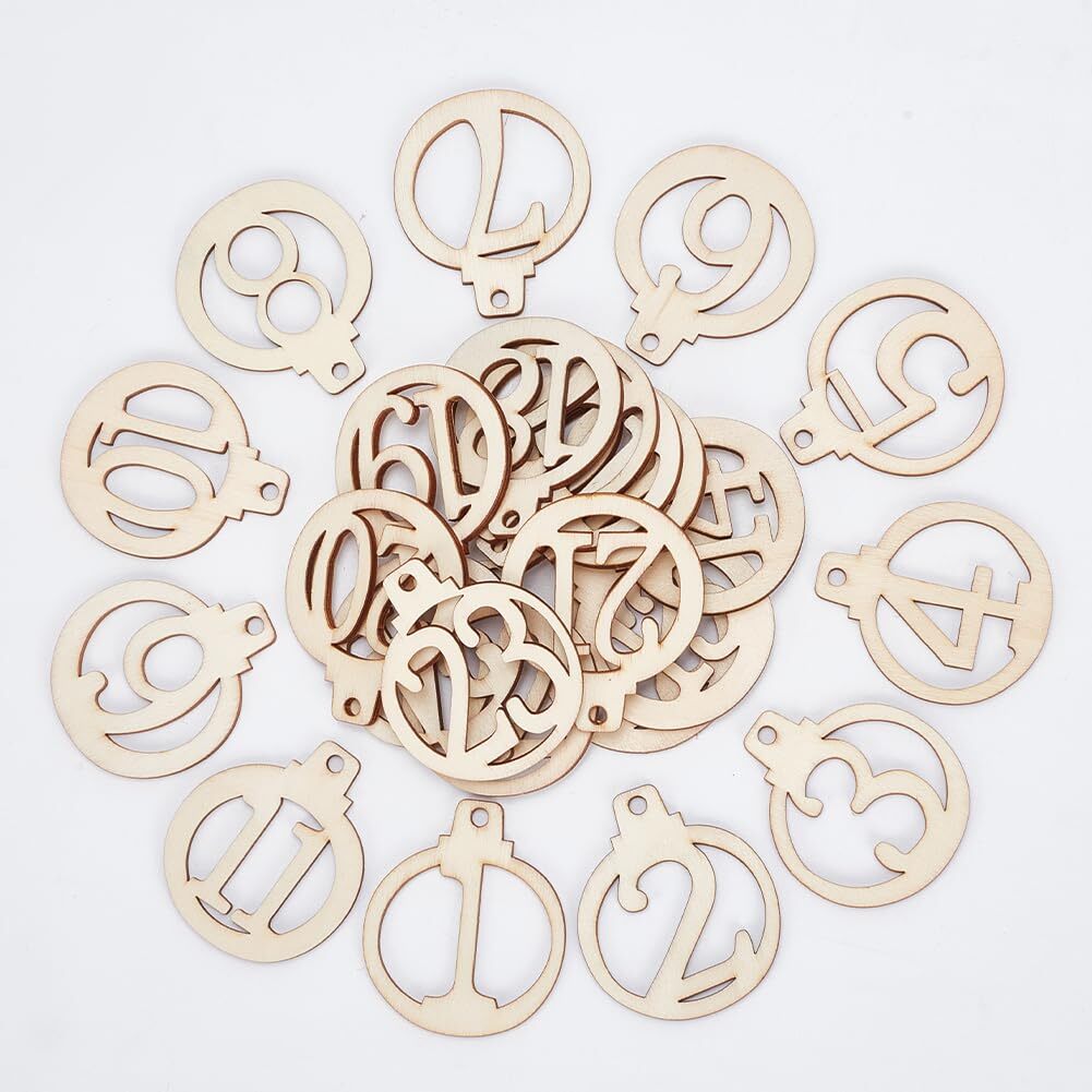 96 Pcs Wood Number For Christmas 124 Christmas Countdown Advent Calendar Wooden