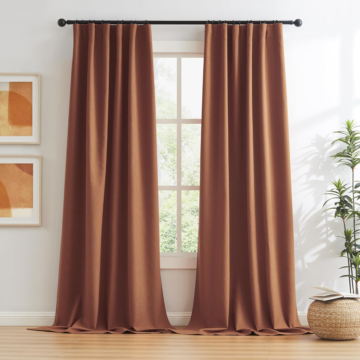 90″ Rust Terracotta Blackout Curtains – 2 Panels for Bedroom & Living Room