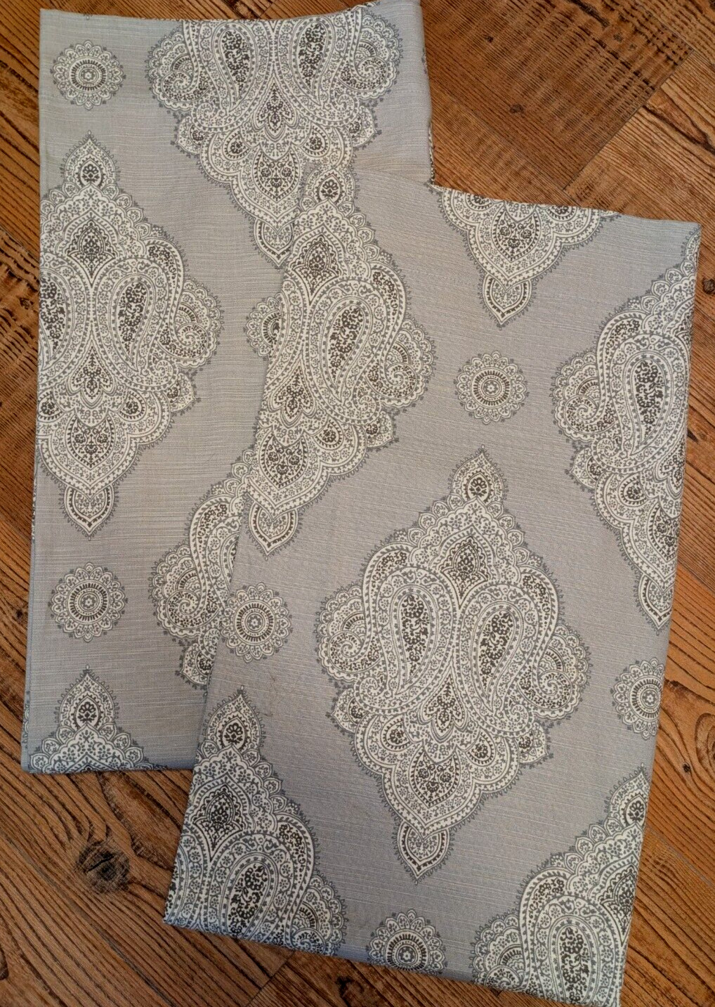 Envogue Gray & White Paisley Tab Top Curtain Panel Set of (2) 50″x96″