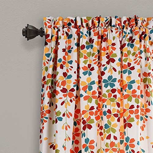 Weeping Flower Light Filtering 52″W x 84″L (Pack of 2) Turquoise & Tangerine