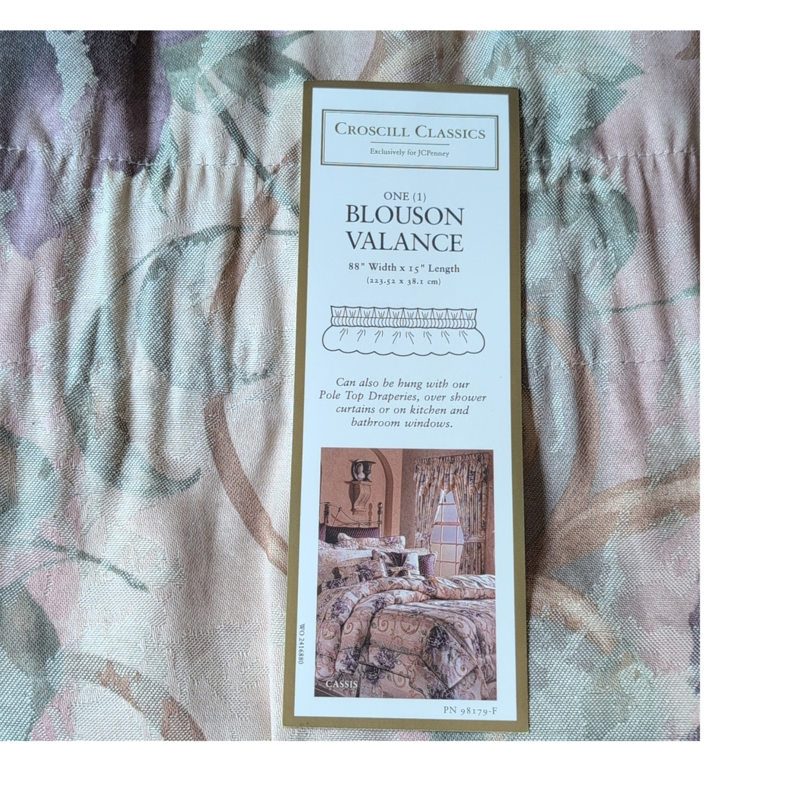 Croscill Classics Blouson Valance Cassis Floral 88×15 Beige Pink Green