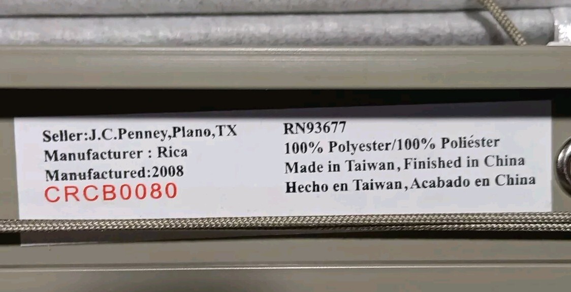 New 47 x 64 in Rica Fabric Roman Shade Gray & Hardware RN93677 CRCB008 JCP 47×64