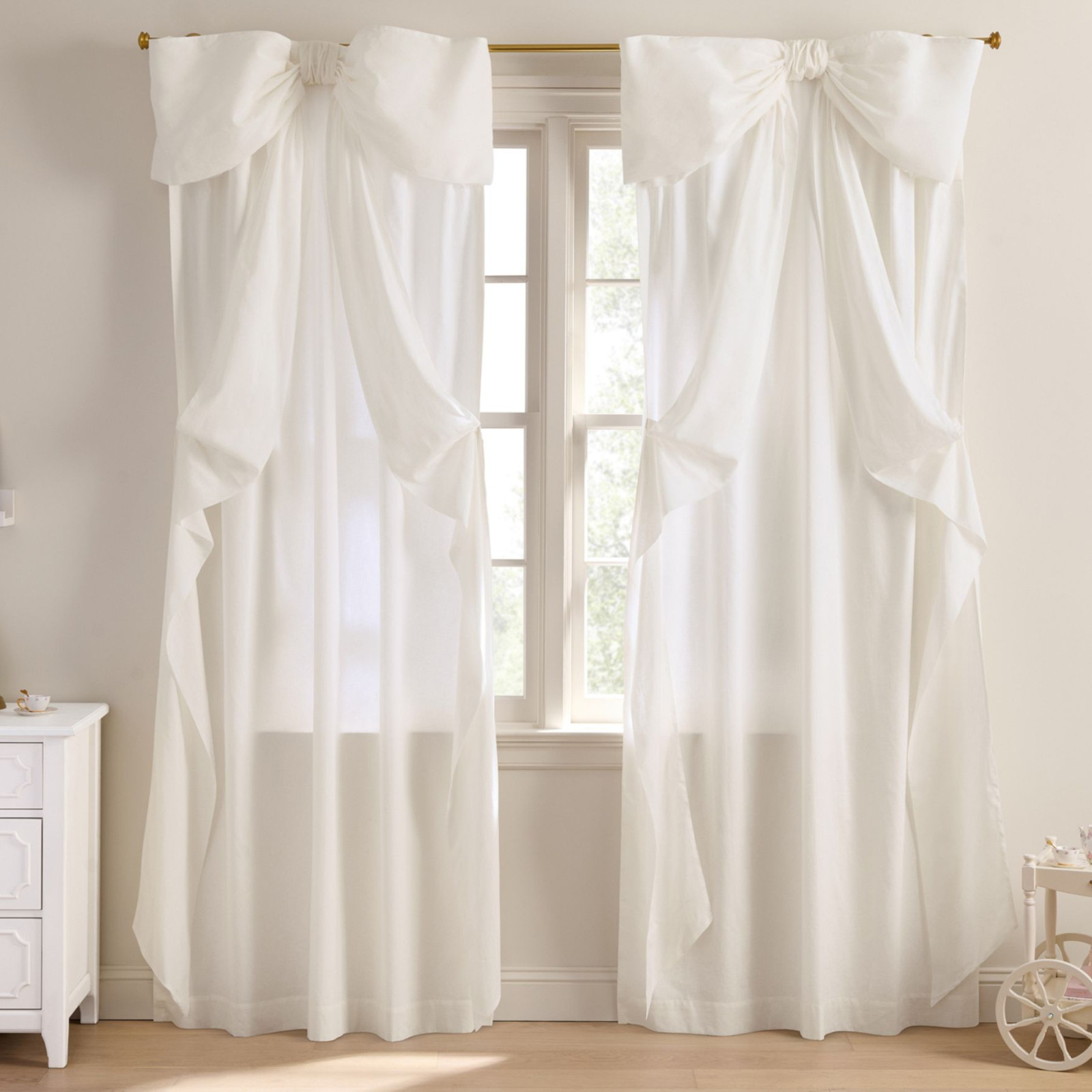 LoveShackFancy x Pottery Barn Bow Curtain Ivory Light Filtering Single 52×84