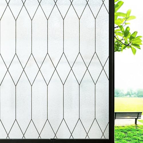 Window Privacy Film Stained Glass Frosted Glass Window 17.5 x 78.7 Inch A-pure