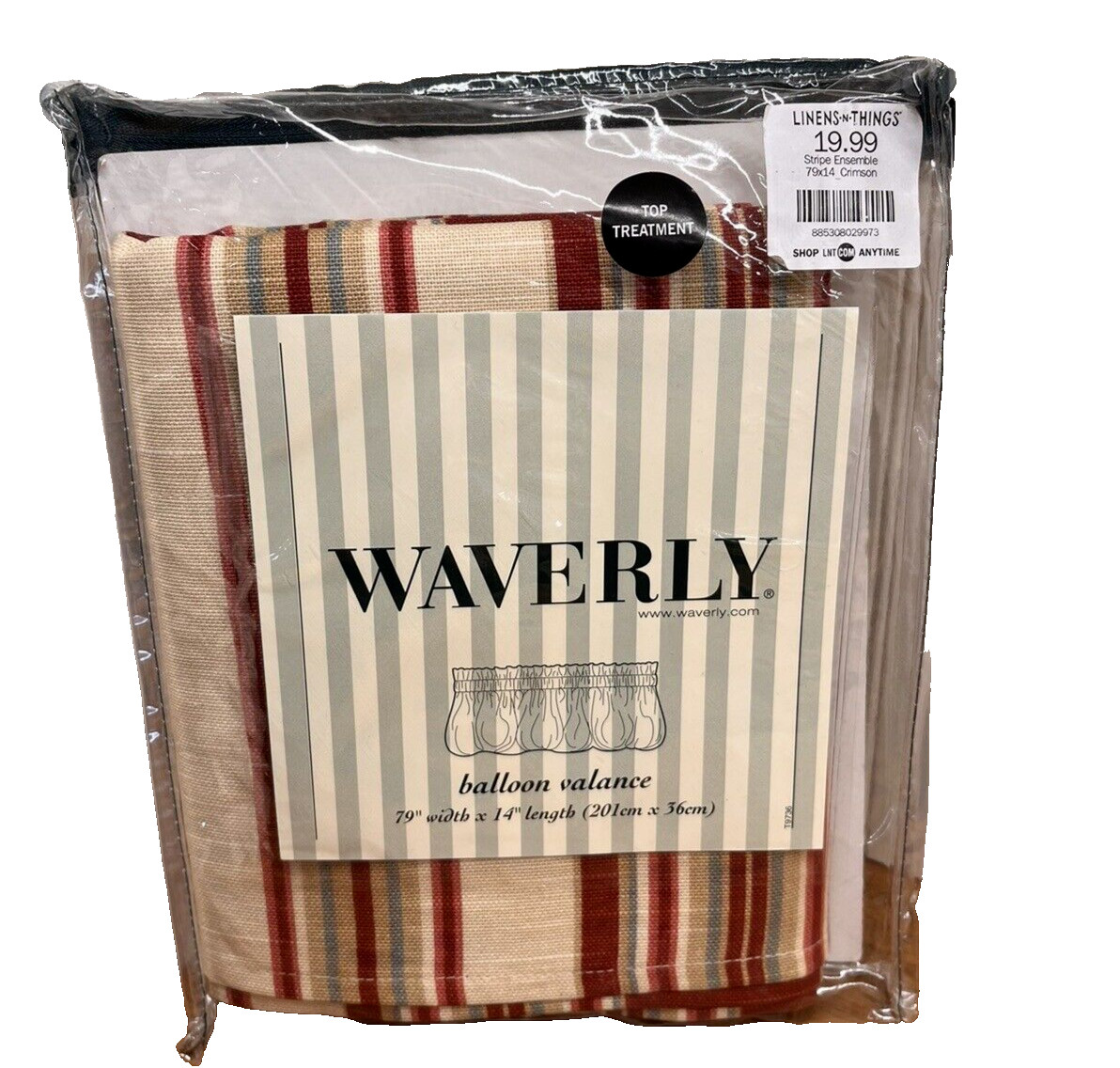 Crimson Stripe Waverly Balloon Valance Ensemble – NEW