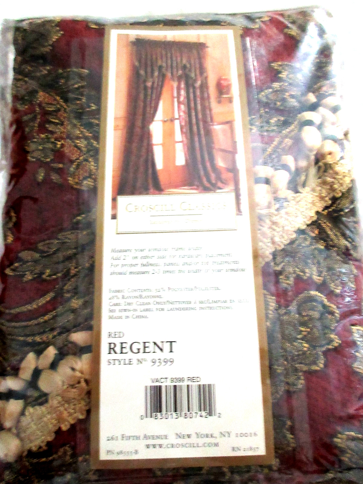 Croscill Red Regent Style # 9399 ASCOT VALANCE 40” W X 27” L ONE