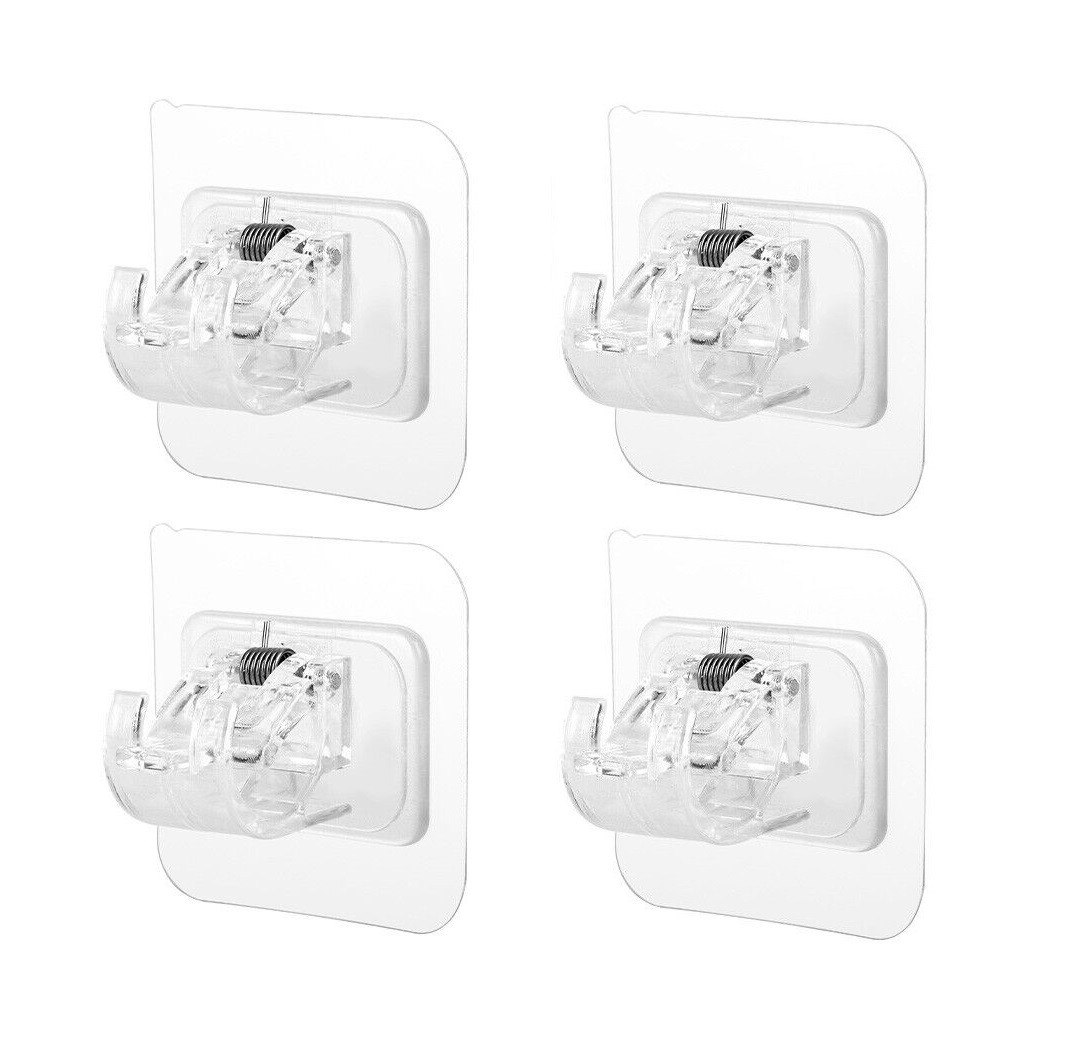 4-12PCS Self Adhesive Curtain Rod Holder, No Drill Curtain Rod Brackets for Home