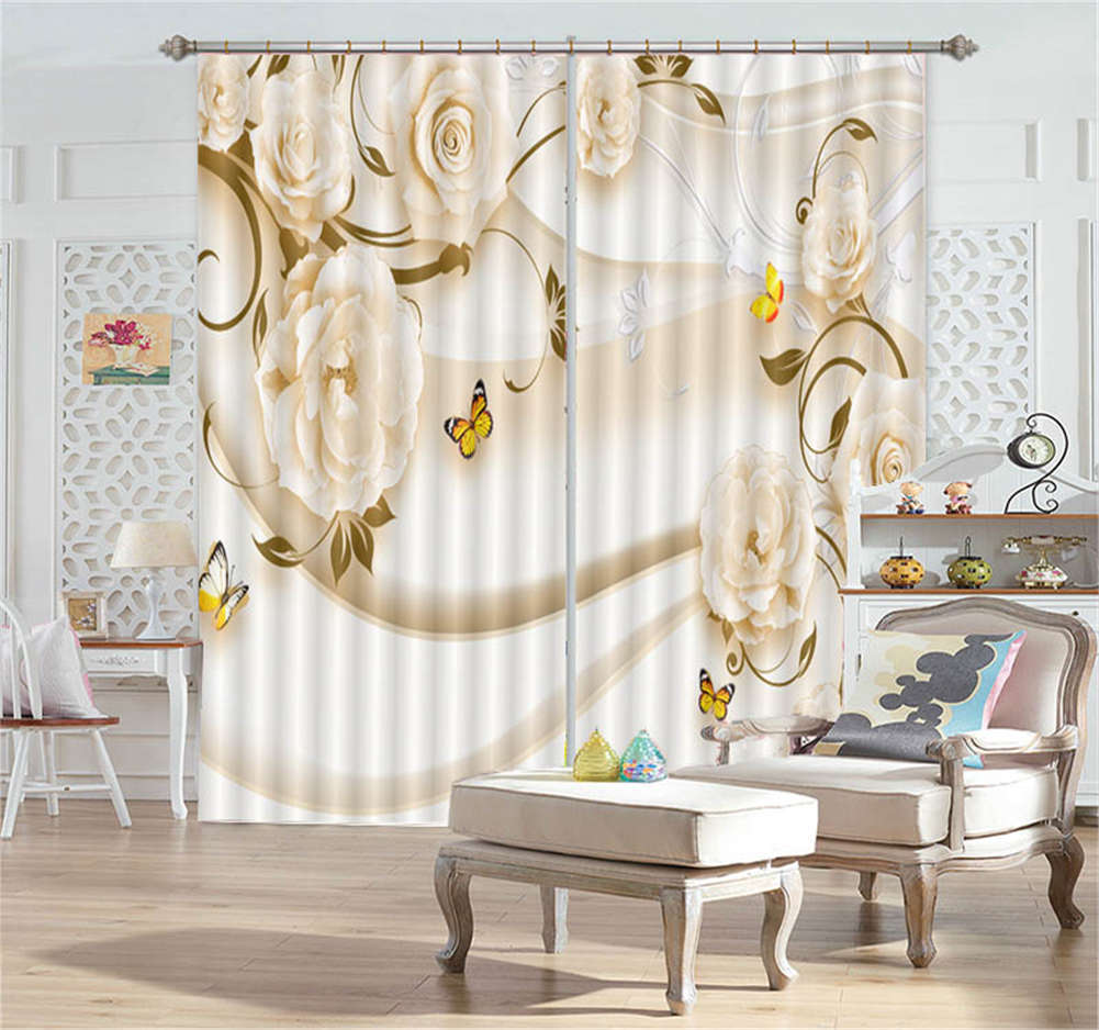 Eternal Beautiful Rose 3D Curtain Blockout Photo Printing Curtains Drape Fabric