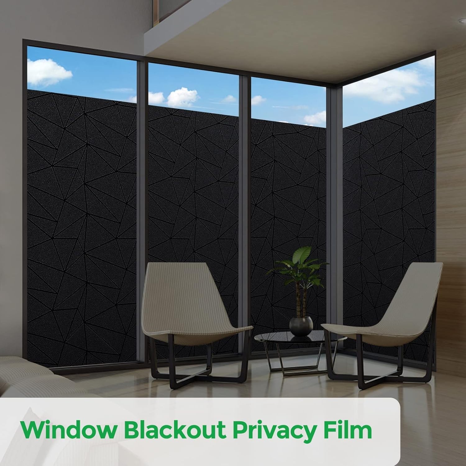 Non-Adhesive Blackout Window Film Static Cling 11.8×78.7 Inch Privacy Protection