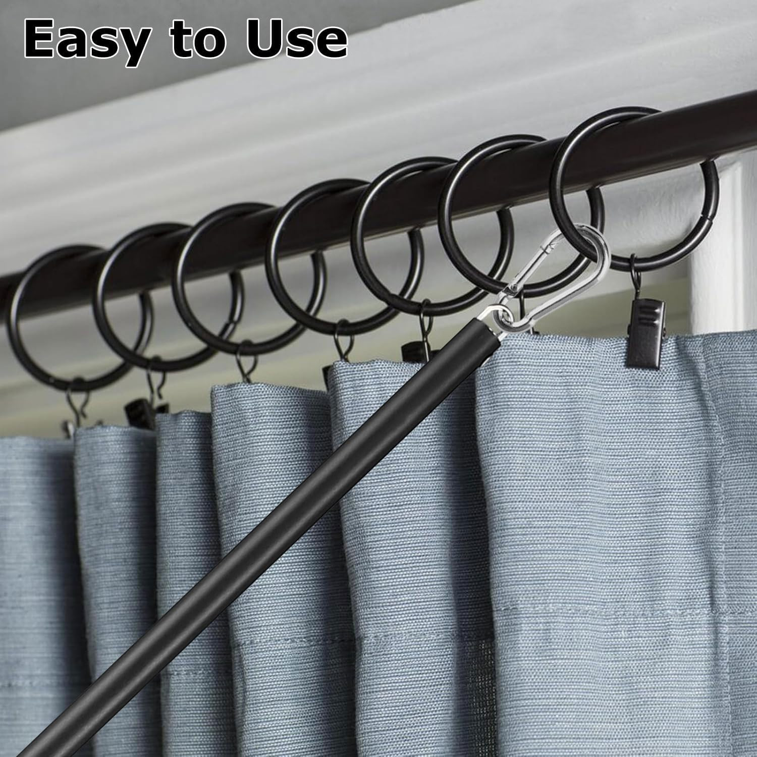 Curtain Pull Wand, Drapery Pull Rod for Curtains 2 Pack Adjustable 31Inch to 46I