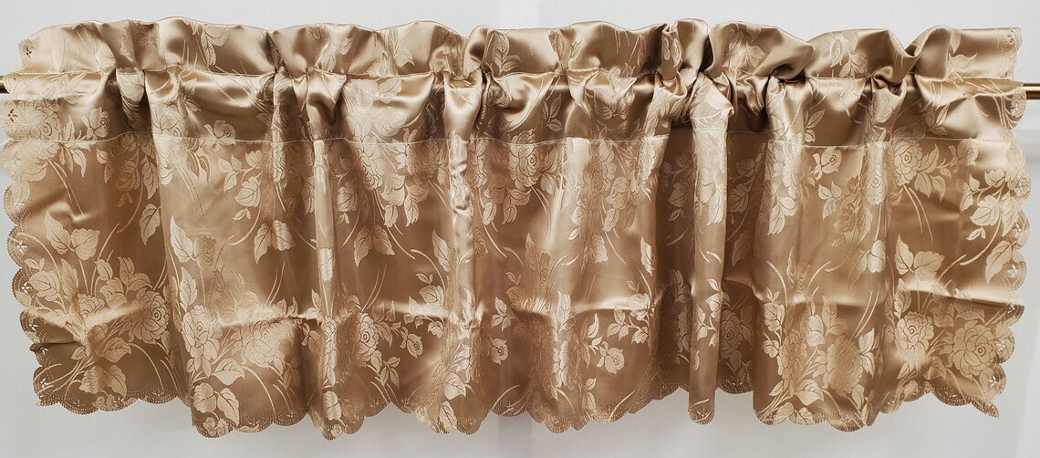 VINTAGE NEW RARE Marissa Jacquard Scalloped Valance 60Wx14L Floral Print