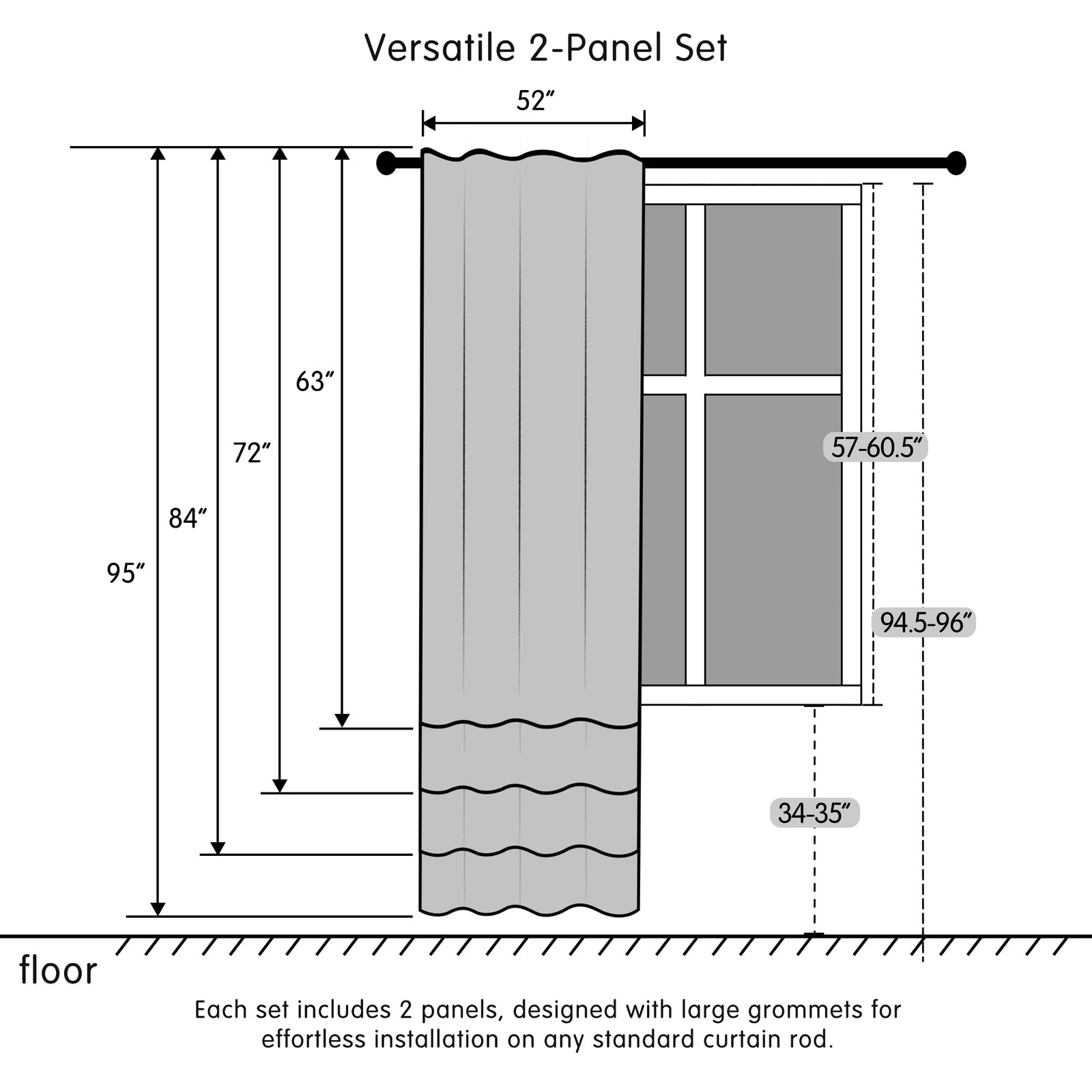 Blackout Curtains 52Wx84L, Room Darkening Floral Curtains, Thermal Insulated