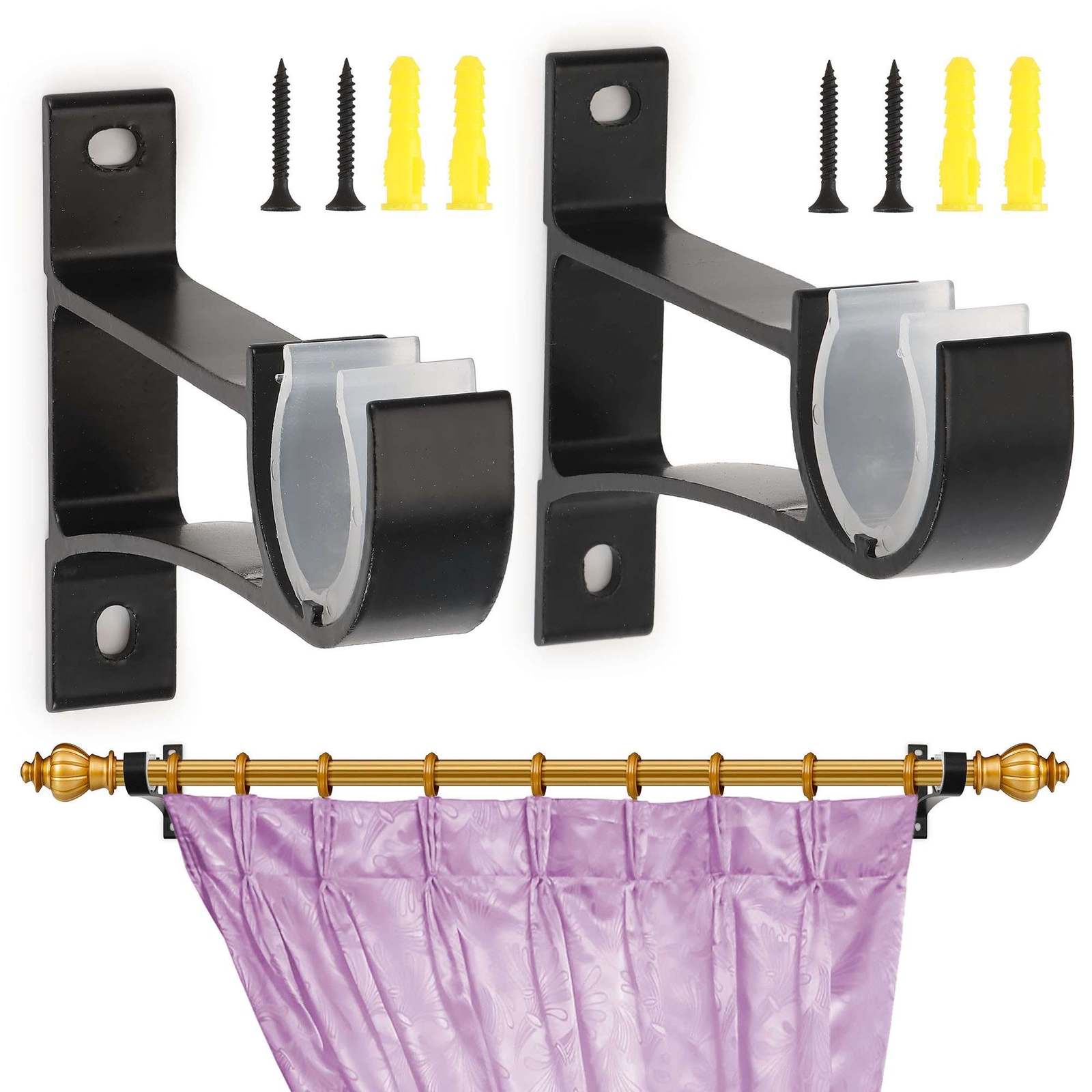 2/4/6 Curtain Pole Rod Brackets Window Holder Aluminum Alloy Heavy Duty Hardware
