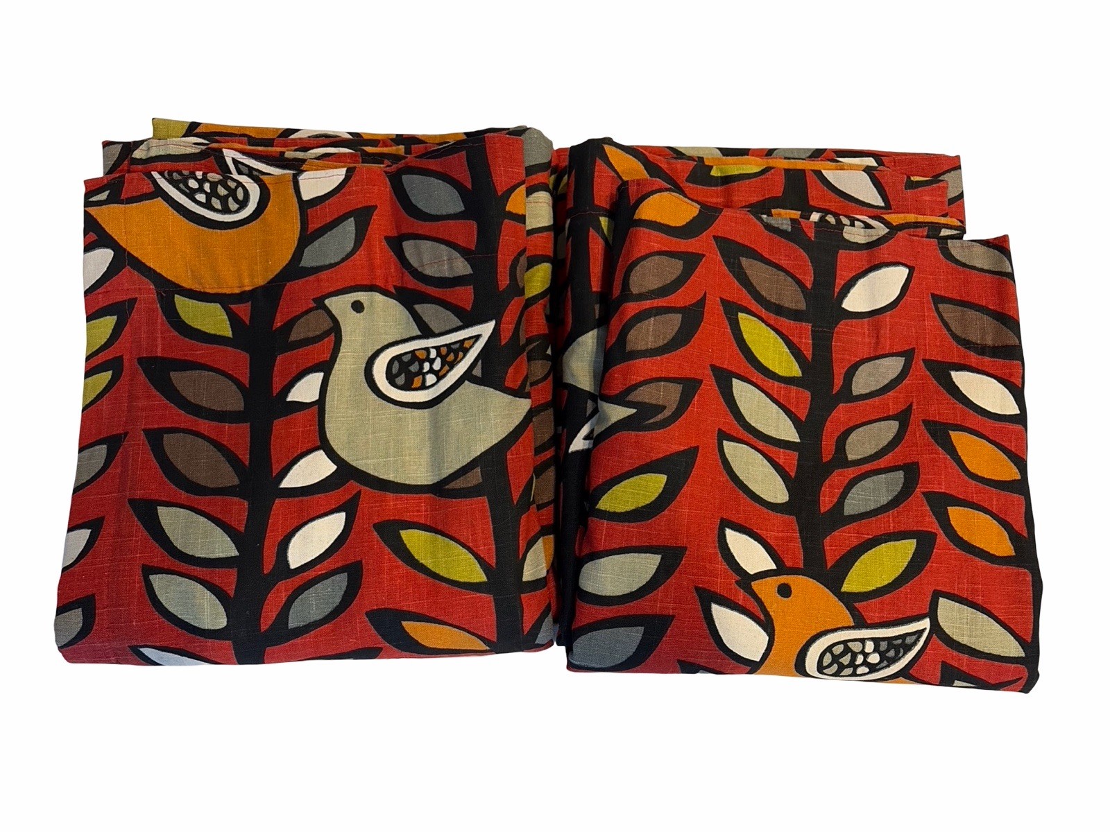 Pair Kas Richloom OSLO Spice Danish MCM Curtain Drapes Lined 52×80 Danish Linen